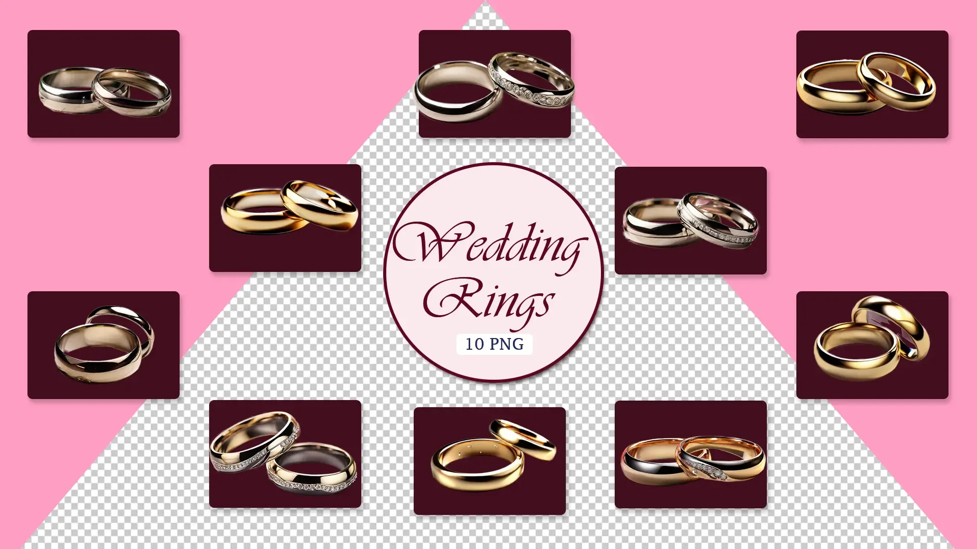 Luxury Wedding Ring 3D Icons Pack